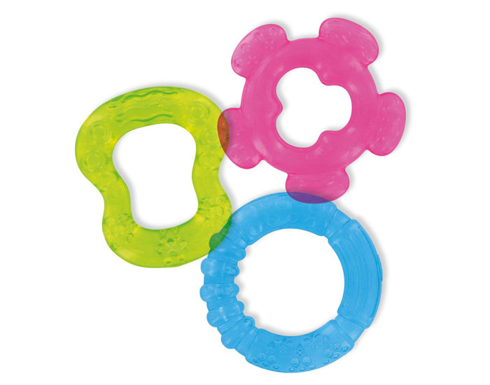 3 Anneaux de Dentition à Rafraichir - Bleu Vert Rose