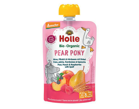Gourde Pear Pony Poire Pêche Framboise et Epeautre - 100 g - Dès 8 mois