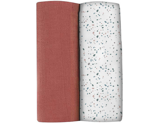 Langes XXL en Coton bio - Boite de 2 - 120 x 120 cm