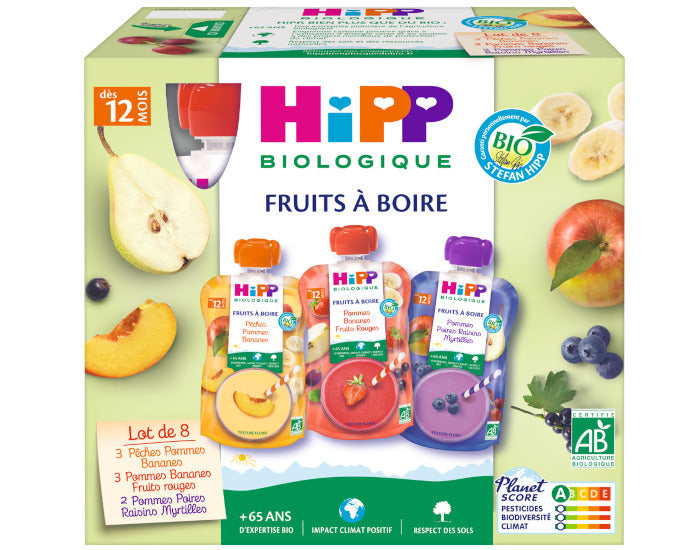 Gourdes Fruits à Boire Multipack 3 Variétés - 8 x 120 ml - Dès 12 mois
