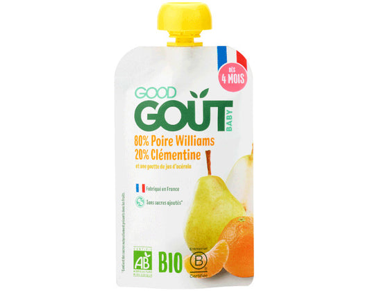 Gourde de Fruit pour Bébé 120 g - Poire Clémentine - Dès 4 mois