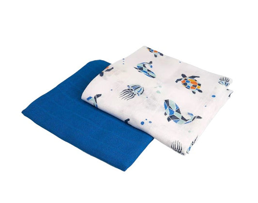 Lot de 2 Langes en Coton - 70 x 70 cm