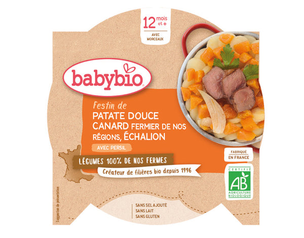 Babybio Assiette Panais, Petits Pois & Canard Bio Dès 15 Mois - 260g, Sans Sel Ajouté, Sans Gluten, Sans Lait, Repas Complet