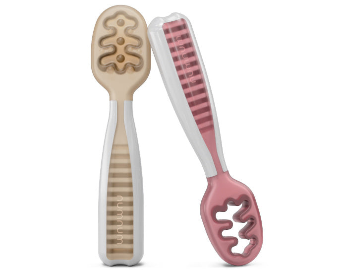 Lot 2 Pré-Cuillères Beige et Mauve