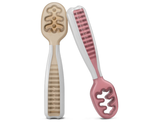 Lot 2 Pré-Cuillères Beige et Mauve