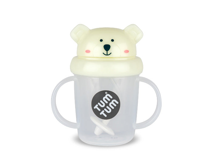 Tasse Anti-Fuite avec Paille Lestée - Ours Polaire Phosphorescent - Dès 6 mois - 200 ml