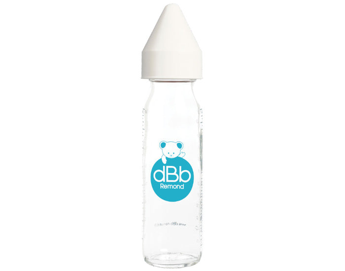 Biberon en Verre Régul'air 240ml Blanc - Tétine Sillicone