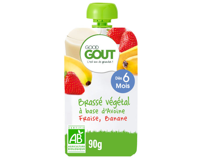 Gourde Brassé Végétal Avoine Fraise Banane - 90g - Dès 6 Mois