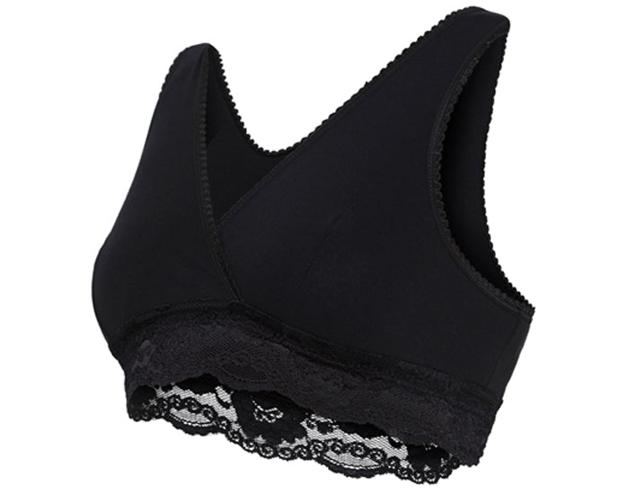 Brassière d'Allaitement Cache-Coeur en Coton Bio - Noir