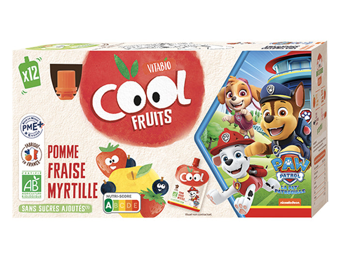 Pack Famille Cool Fruits La Pat' Patrouille Pomme Fraise Myrtille - 12x90g