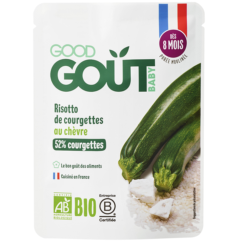 Compotée de courgettes, riz, lait de coco, curry et crevettes 190 g – Dès 8 mois