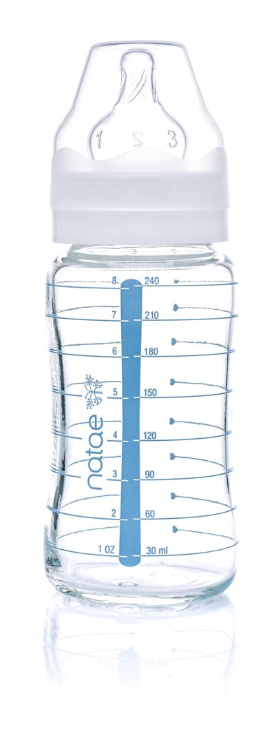 Biberon verre tetine silicone col large