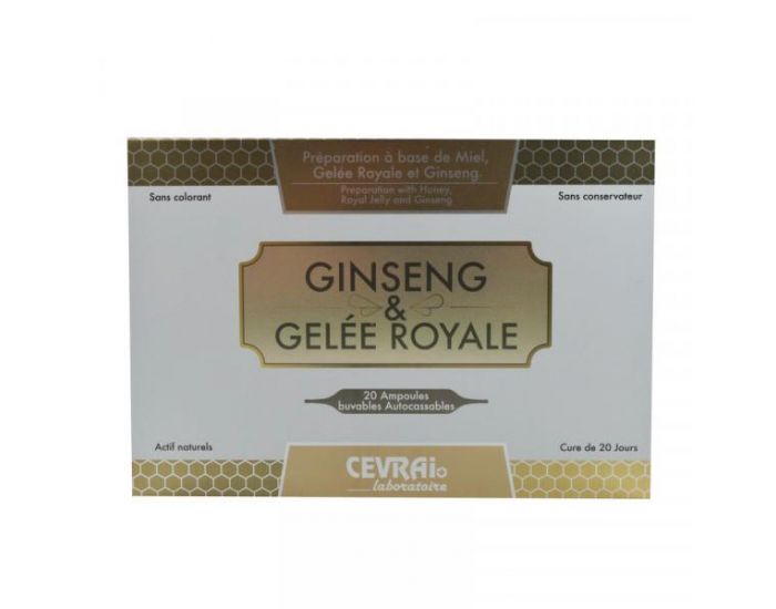 CEVRAI Ginseng et Gele Royale Boisson tonique - 20 ampoules