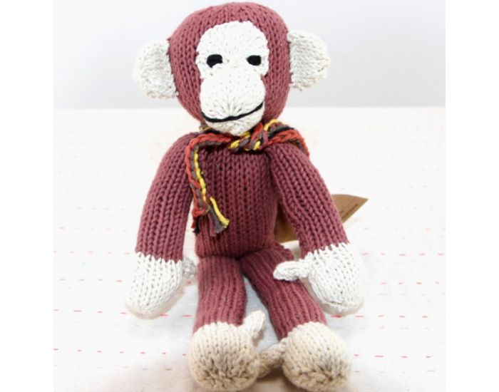 KENANA KNITTERS Singe Chataigne Fait Main Equitable Coton Biologique 