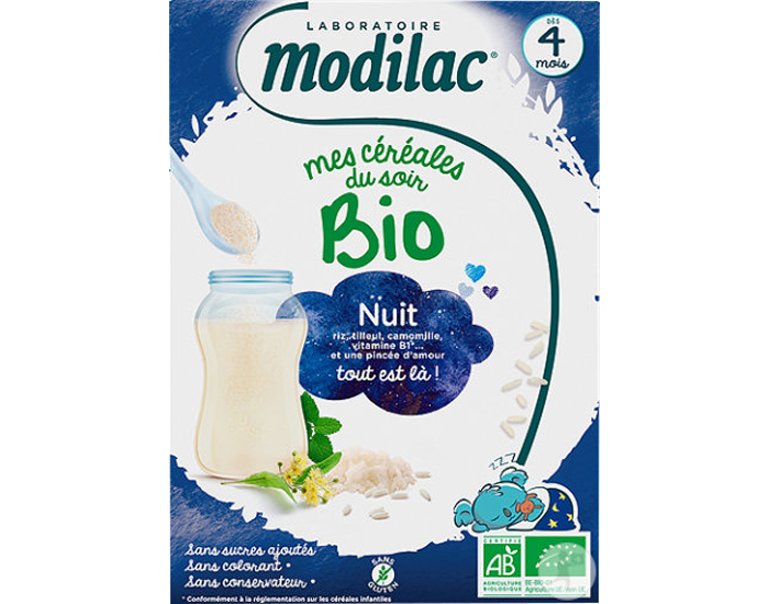 MODILAC Mes Céréales Bio du Soir Nuit - 250 g - Dès 4 mois