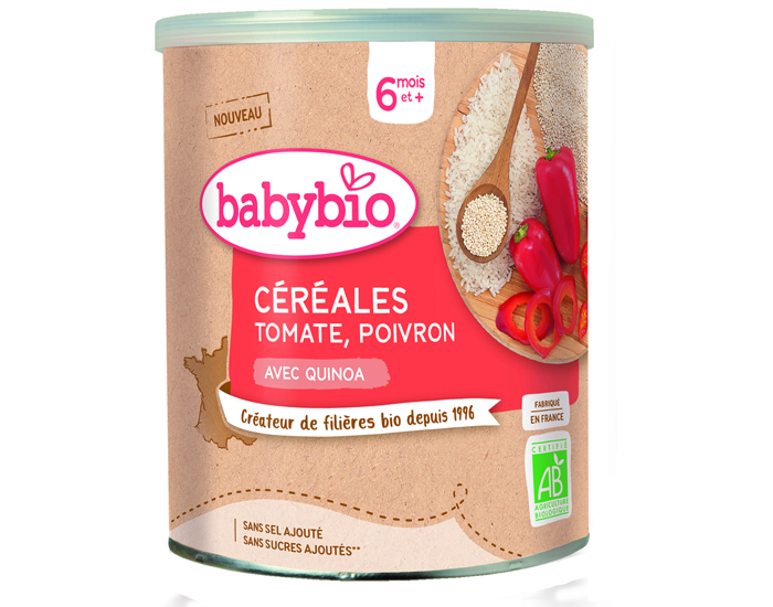 BABYBIO Crales Tomate Poivron - 220 g - Ds 6 mois