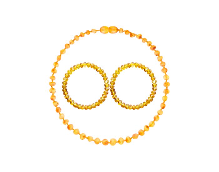 IRREVERSIBLE Box Famille : Bracelets d'Ambre Parents & Collier d'Ambre B�b�  - Honey