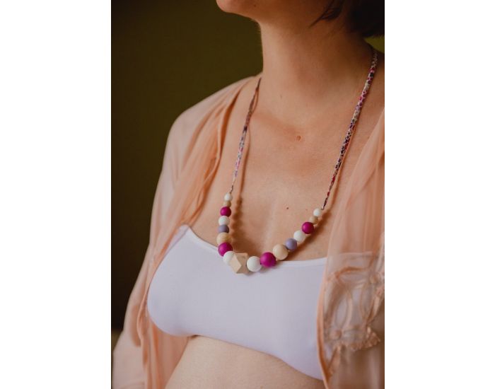 MAWEN MATERNE Collier d'Allaitement ou de Portage Bois et Silicone - Prunelle 