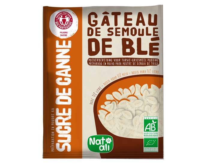 NAT-ALI Gâteau de Semoule de Blé au Sucre de Canne - 70 g