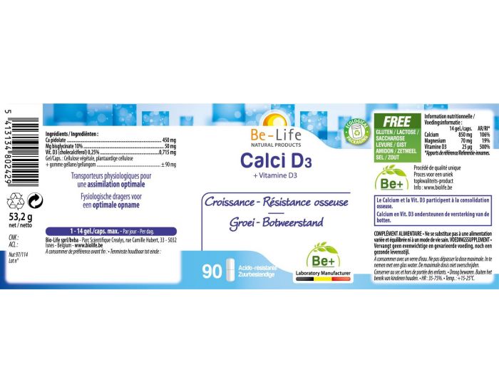BE-LIFE Calci D3 - 90 glules