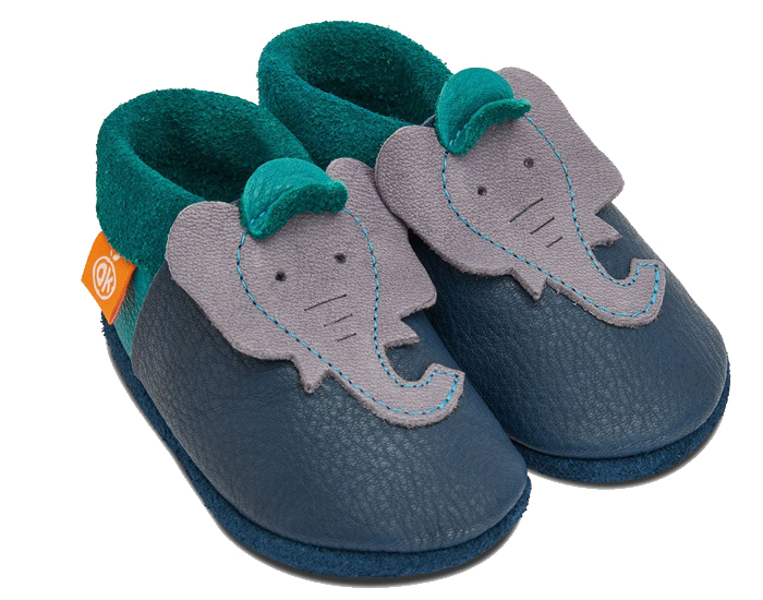 ORANGENKINDER Chaussons en Cuir - Jonathan l'Elphant