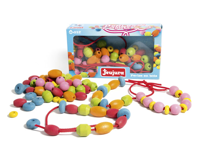 JEUJURA Tecap Perles en Bois Coffret de 90 Perles - D�s 3 ans