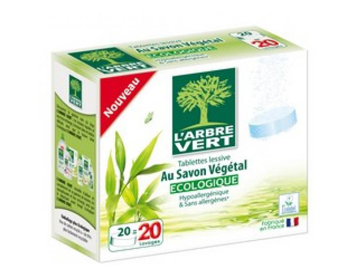 L'ARBRE VERT Tablettes Lessive au Savon V�g�tal - 20 doses