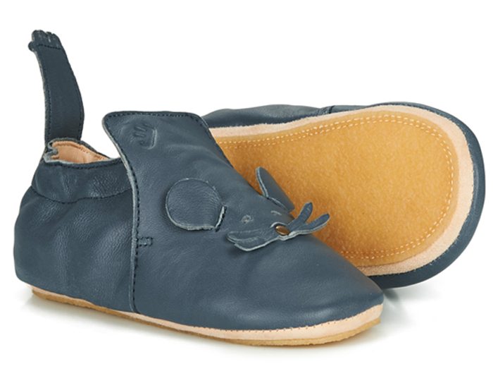 EASY PEASY Chaussons en Cuir Blublu Mouse Denim