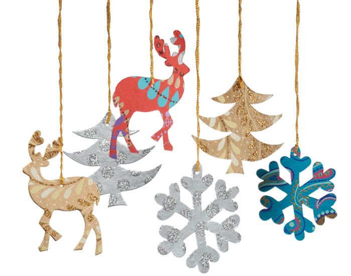 NAMASTE Dcorations de Nol en Papier de Coton Recycl - Lot de 6