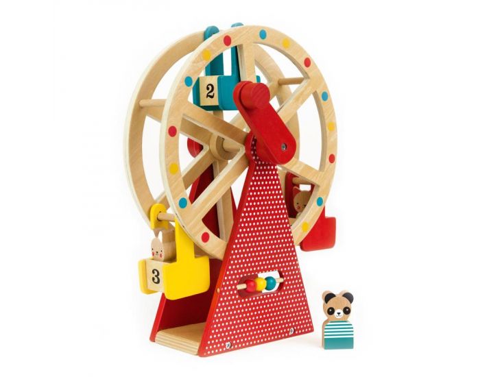 PETIT COLLAGE Grande Roue En Bois Avec 3 Figurines - D�s 3 Ans 