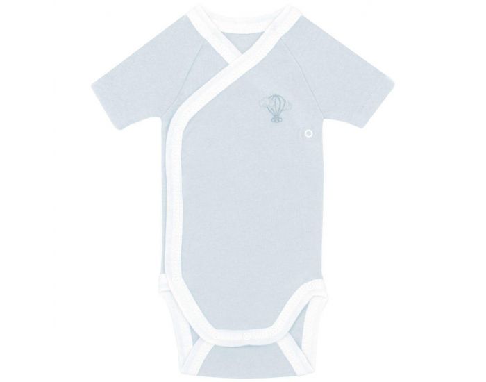  Body crois� Manches Courtes - 100% Coton Bio - Azur
