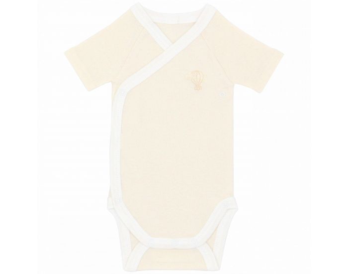  Body crois� Manches Courtes - 100% Coton Bio - Cr�me
