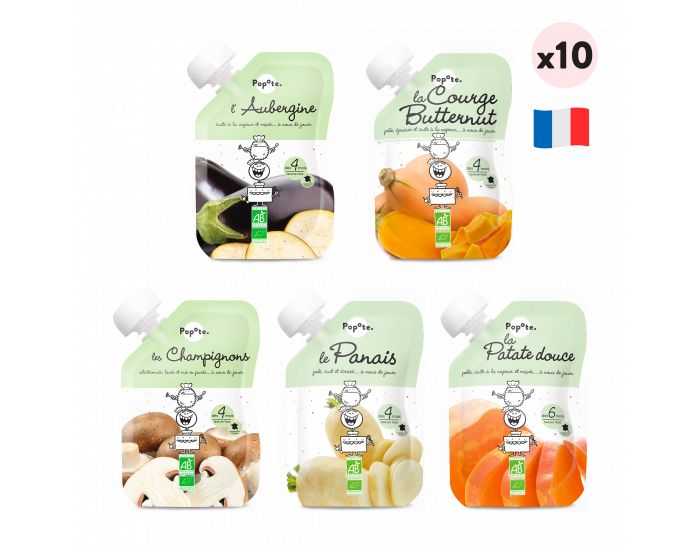 POPOTE Les L�gumes Pur�e en Gourde pour B�b� - Lot de 10 Gourdes - D�s 4 mois
