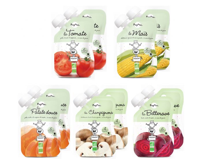 POPOTE Les L�gumes - Lot de 10 pur�es en gourde pour B�b� - D�s 6 mois