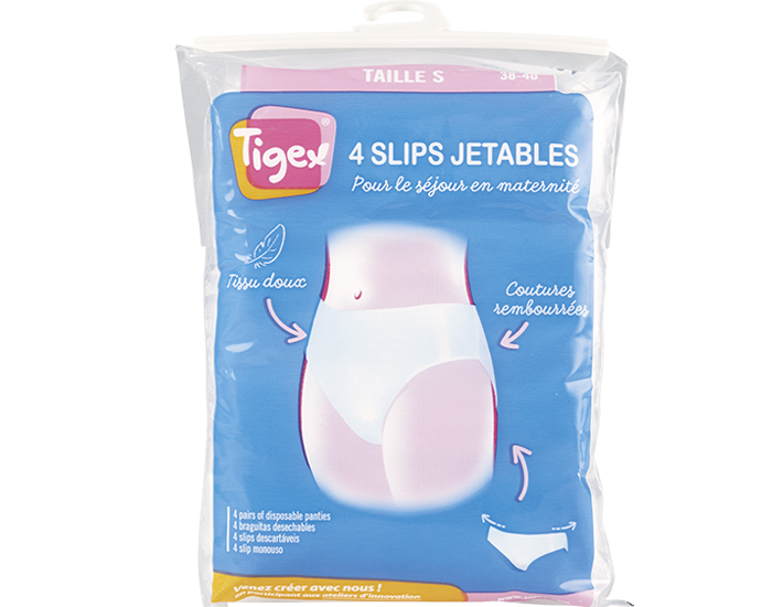 TIGEX 4 Slips Jetables Blancs Taille S