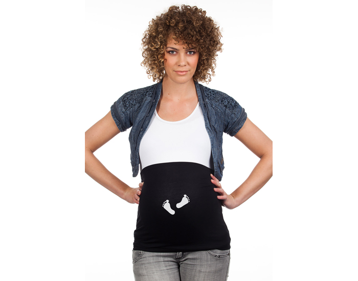 MAMABAND Bandeau de Grossesse - Petits Pieds Noir