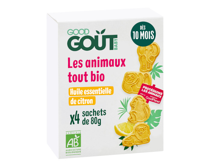 GOOD GOUT Biscuits Animaux Tout Bio au Citron - Dès 10 mois - 80g