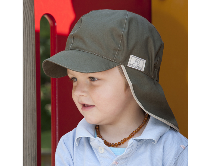 PICKAPOOH Casquette Longue B�b� en Coton Bio Anti UV - Felix - Taupe