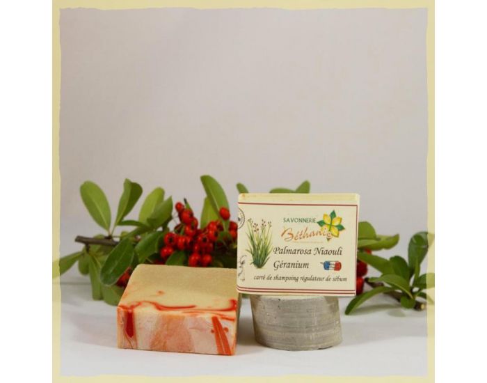 SAVONNERIE BETHANIE Shampoing Solide Palmarosa-Niaouli 140 g