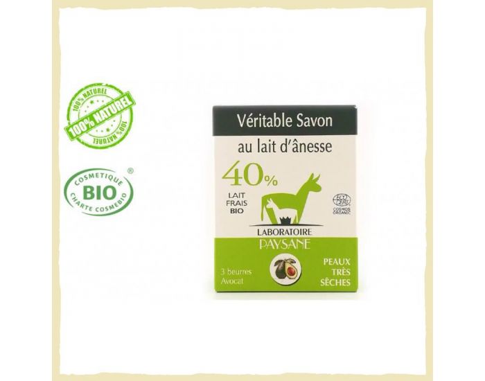 LABORATOIRE PAYSANE Savon au Lait d'Anesse 40% 3 beurres bio - 100g