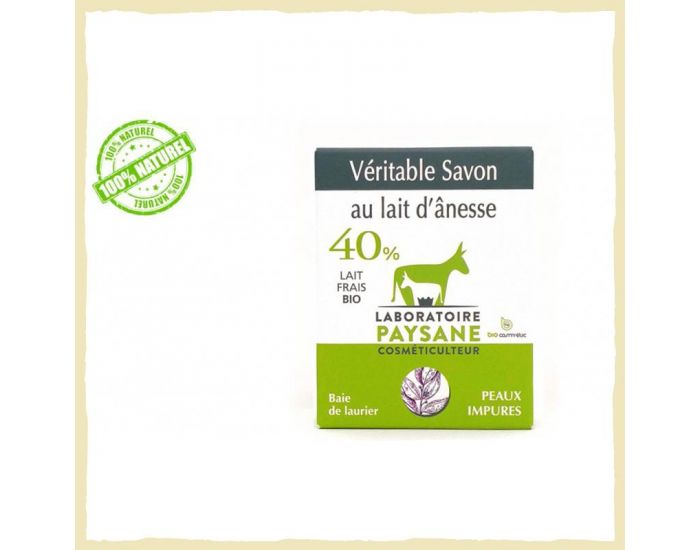 LABORATOIRE PAYSANE Savon au Lait d'�nesse 40 % - Baie de Laurier - 100 g