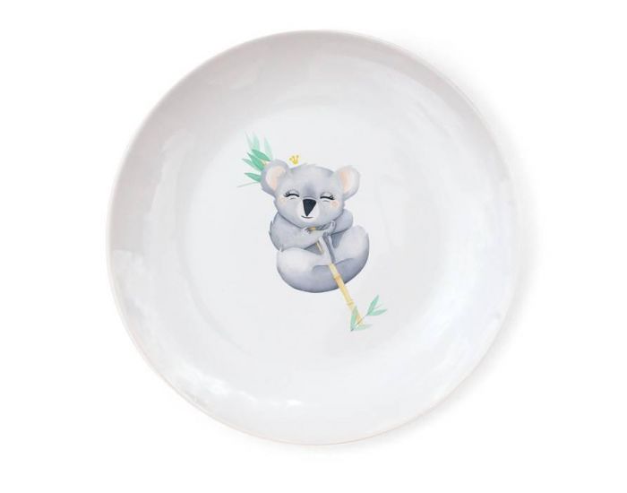 GAELLE DUVAL Assiette Porcelaine de Limoges - Koala Blanc / Gris
