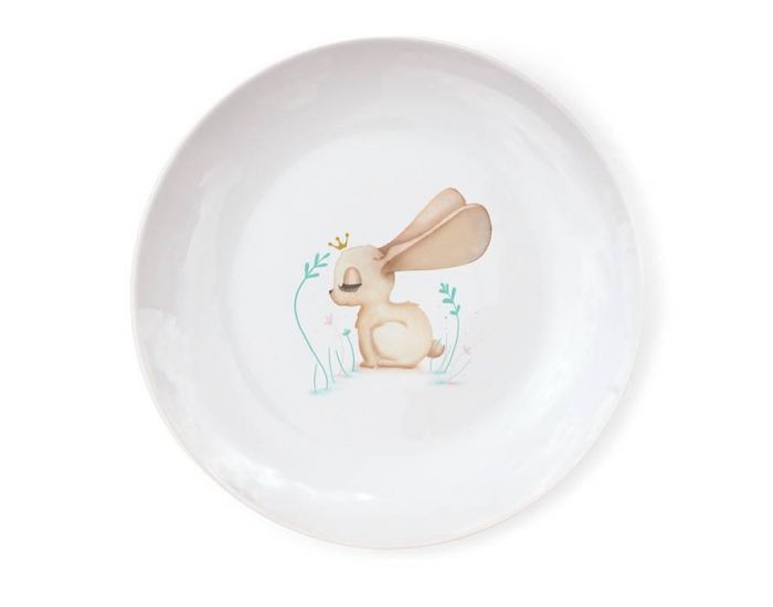 GAELLE DUVAL Assiette Porcelaine de Limoges - Lapin Blanc / Gris
