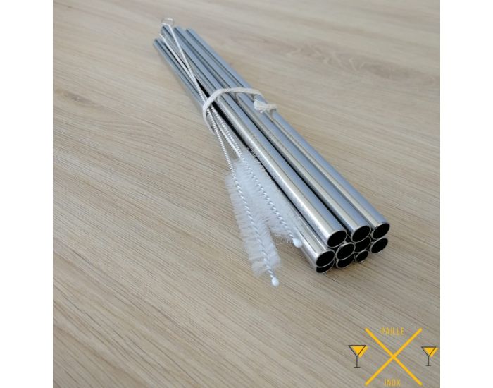 MA TERRE ET MOI Lot De 10 Pailles Inox + 1 Goupillon Offert