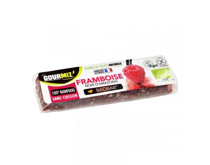 GOURMIZ' Barre de Fruits Framboise, Noix d'Amazonie et Baobab Bio - 35g