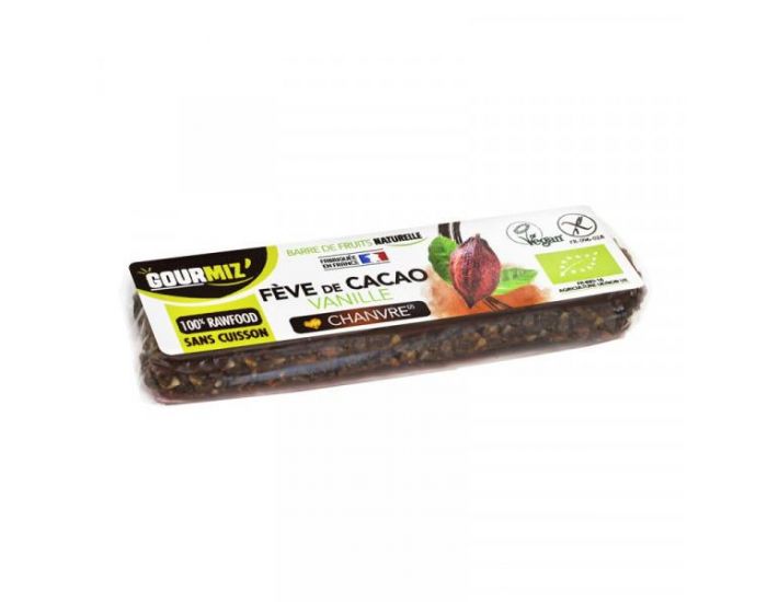 GOURMIZ' Barre de Fruits Fve de Cacao, Vanille et Chanvre Bio - 35g