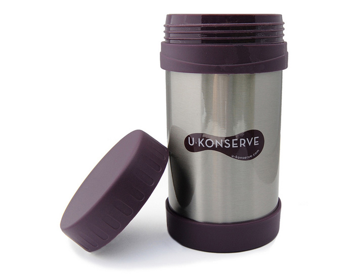 UKONSERVE Box Alimentaire Isotherme Double Paroi Inox - Aubergine - 470 ml