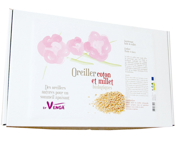 BY VENGA Oreiller Millet et Coton Bio - 40 x 60 cm