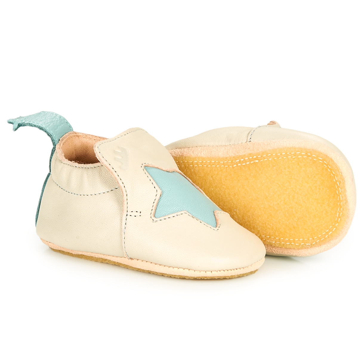 EASY PEASY Chaussons en Cuir Blublu Etoile Sandshell Mist