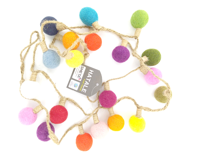 ECODIS Guirlande en Laine Feutr�e Lampions Multicolores - 3 m�tres